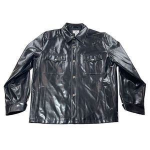 A|X Armani Exchange Jacket Mens Large L Black Faux Leather Button Front